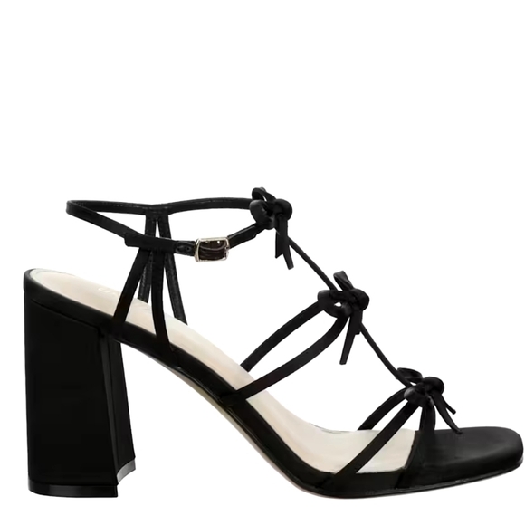 Limelight Shoes - Limelight Black Bow Strappy Block Heel Sandals Size 11